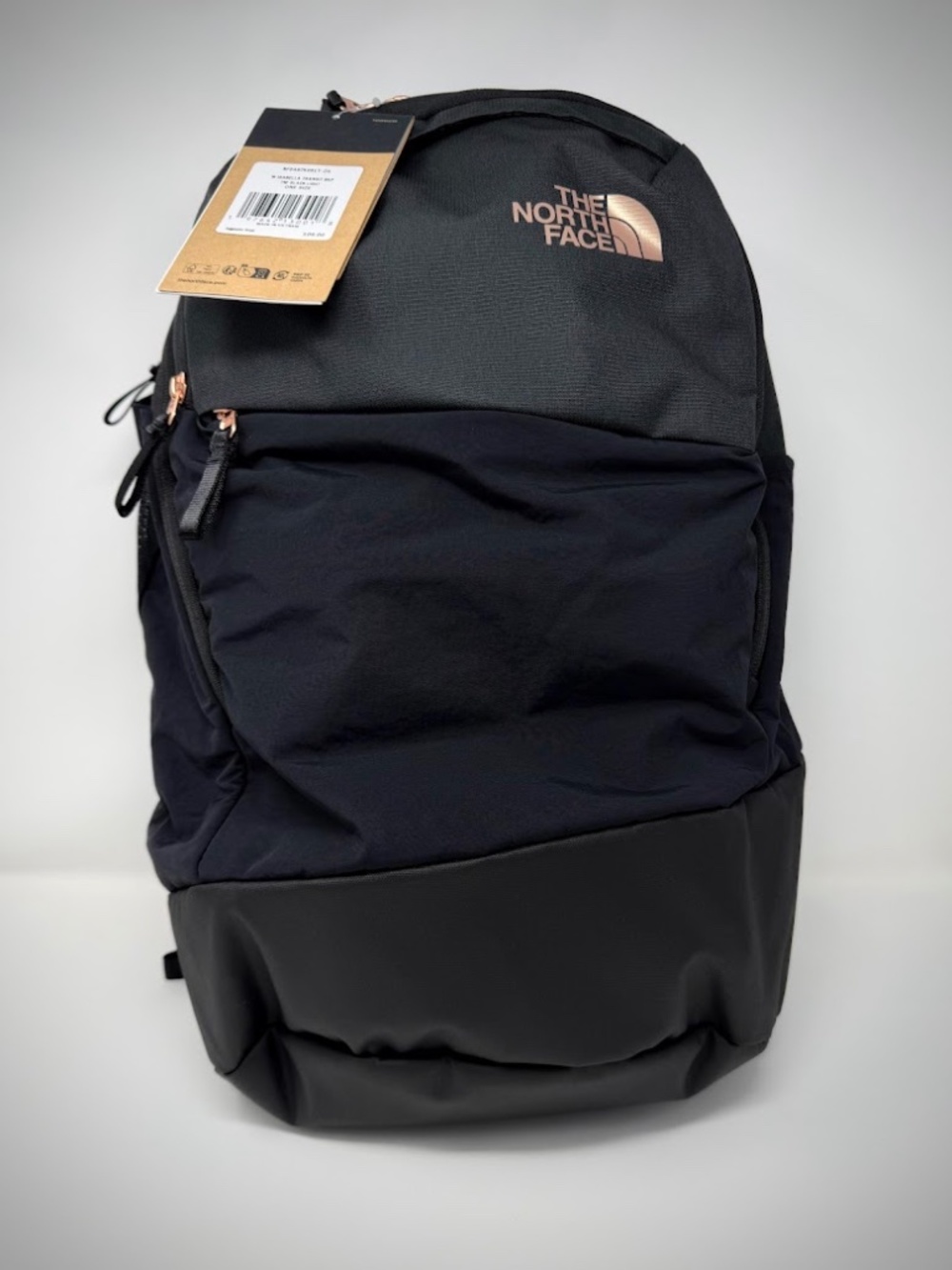 The North Face Isabella Transit Backpack Black Rose Gold 26L Laptop Bag NWT